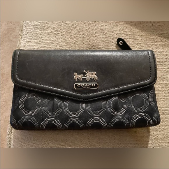 Coach Handbags - Coach Black and Gray Signature Wallet